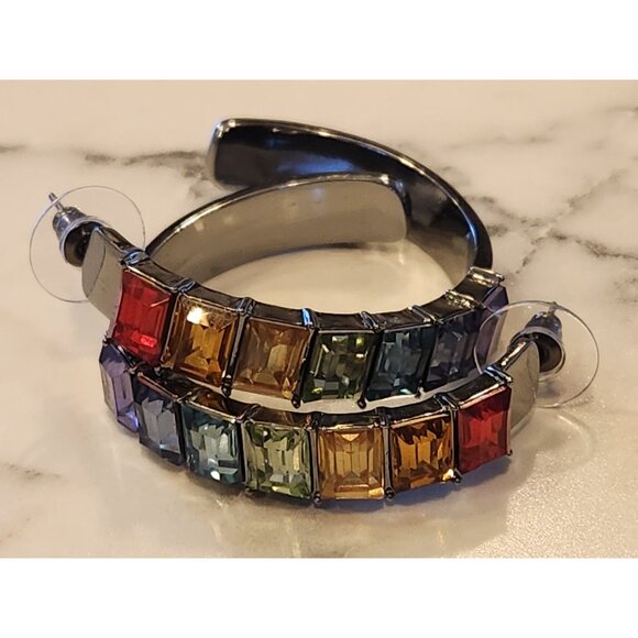 Simply Vera Vera Wang Hoop Earrings With Multicolor Gemstones - Picture 4 of 5